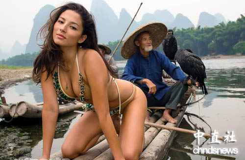 美国女模桂林拍暴露写真引争议